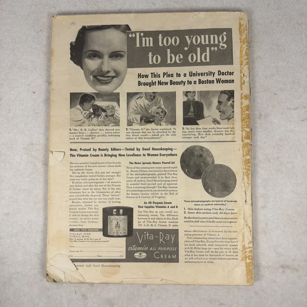 Good Housekeeping Magazine January 1936 Vintage NO Back Cover Disney Ford Ad
